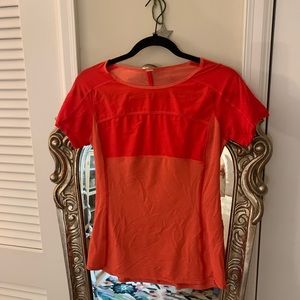 Lululemon red/orange short sleeve shirt